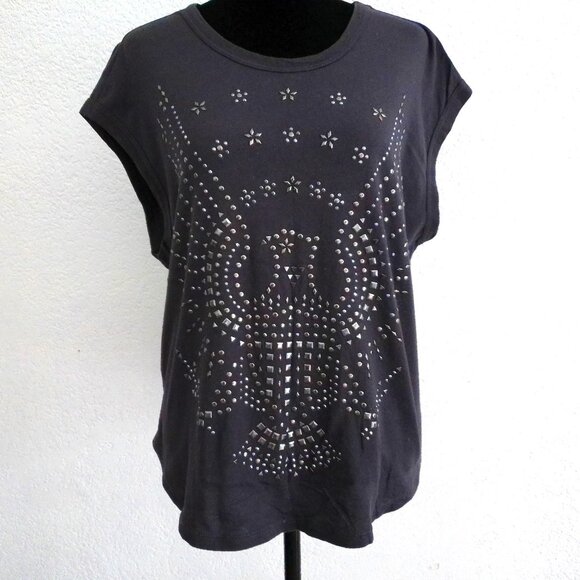 Gray tank top, with shiny studded eagle design - Picture 4 of 8